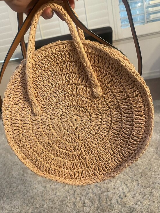H&M Handbags - H&M Boho Round Straw Crossbody Bag Tan Woven Circle Purse